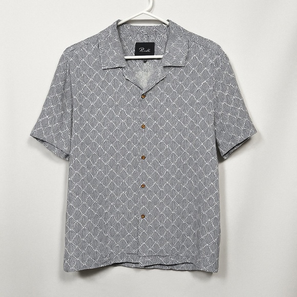 Rails Linen Rayon Camp Collar Button Shirt Abstract Print Vacationcore L Gray - Picture 2 of 12